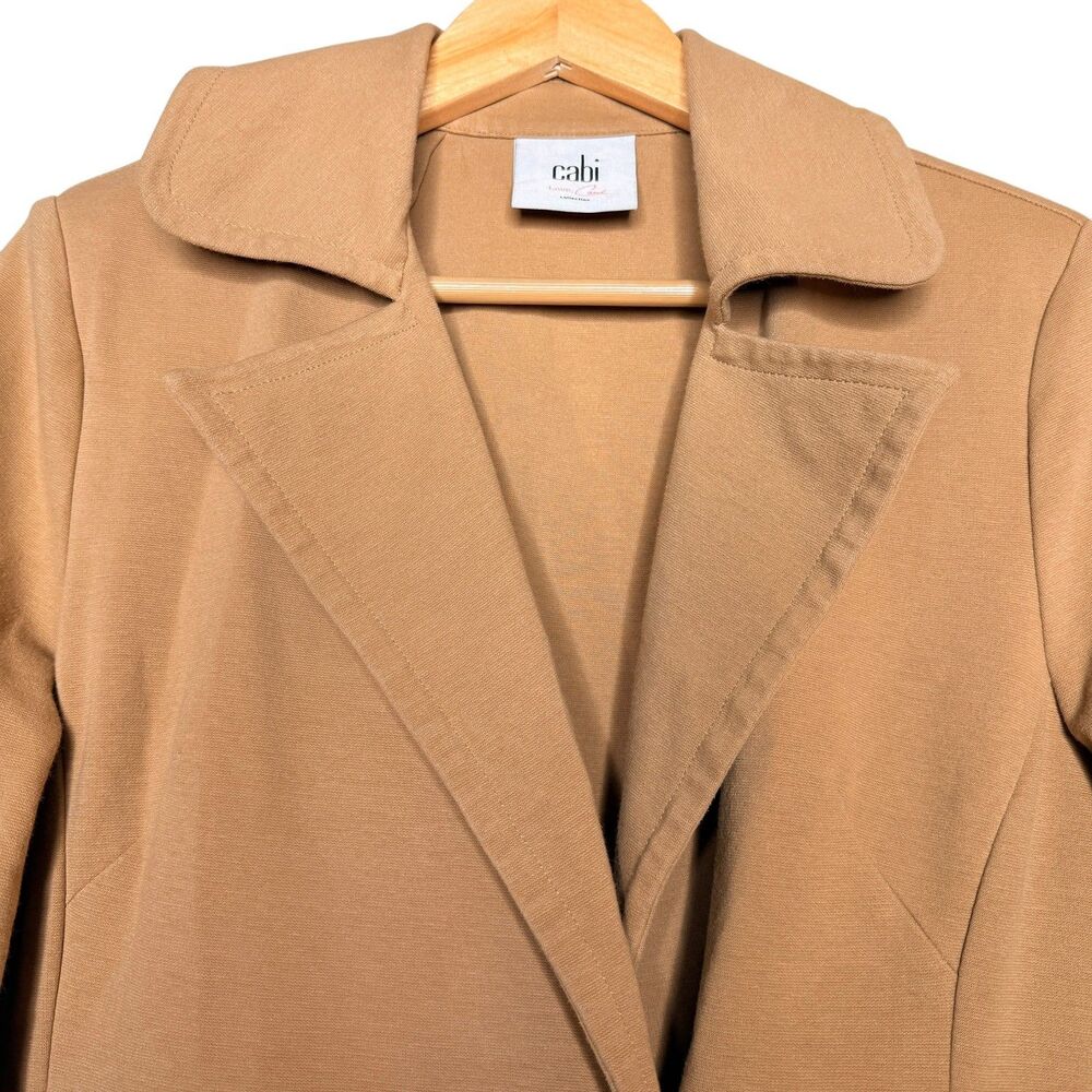 Cabi Casablanca Trench Coat Size M Tan Camel Classic Ponte Knit Statement Piece - Picture 3 of 14